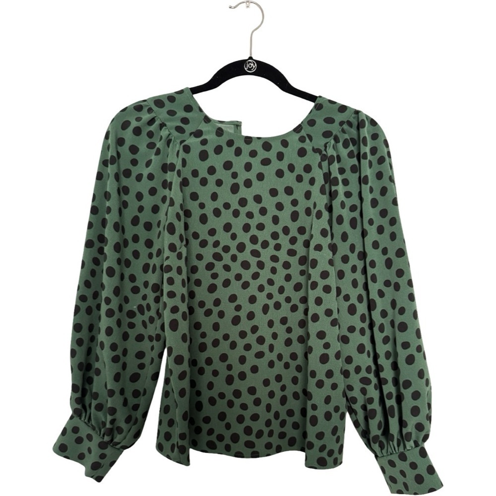 Who What Wear Green Polka Dot Blouse - Picture 2 of 5